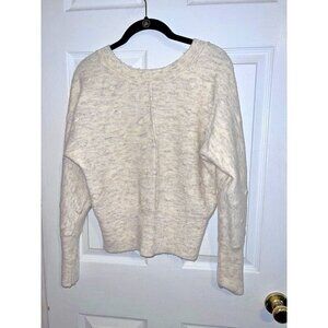 WILLIAM RAST Womens Ivory Acrylic Alpaca Blend Back V-Neck Pullover Sweater XS